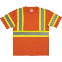 Short Sleeve Safety T-Shirt, Cotton, X-Small, High Visibility Orange WestPier