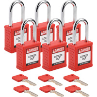 Cadenas de verrouillage Velocity, Rouge, Cl&eacute;s identiques, Nylon, Largeur de 1-1/2" WestPier
