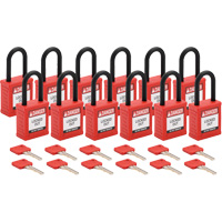 Cadenas de verrouillage Velocity, Rouge, Cl&eacute;s diff&eacute;rentes, Nylon, Largeur de 1-1/2" WestPier
