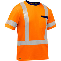Bisley&reg; X-Back Short Sleeve Shirt, Poly-Cotton, Small, High Visibility Orange WestPier
