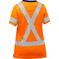 Bisley&reg; Women's X-Back Short Sleeve Shirt, Poly-Cotton, Small, High Visibility Orange WestPier