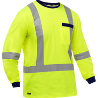 Bisley&reg; X-Back Long Sleeve Shirt, Poly-Cotton, Small, High Visibility Lime-Yellow WestPier