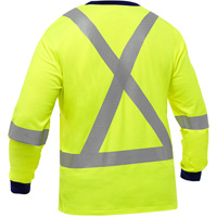 Bisley&reg; X-Back Long Sleeve Shirt, Poly-Cotton, Small, High Visibility Lime-Yellow WestPier