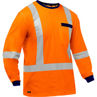 Bisley&reg; X-Back Long Sleeve Shirt, Poly-Cotton, Small, High Visibility Orange WestPier