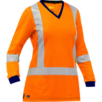 Bisley&reg; Women's X-Back Long Sleeve Shirt, Poly-Cotton, Small, High Visibility Orange WestPier