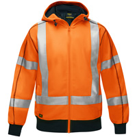 Bisley&reg; X-Back Full Zip Hooded Sweatshirt with Sherpa Lining, Small, High Visibility Orange WestPier