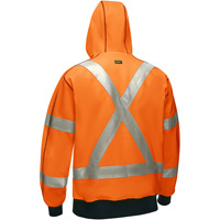 Bisley&reg; X-Back Full Zip Hooded Sweatshirt with Sherpa Lining, Small, High Visibility Orange WestPier