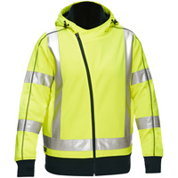 Bisley&reg; X-Back Women's Contoured Full Zip Hooded Sweatshirt with Sherpa Lining, Small, High Visibility Lime-Yellow WestPier