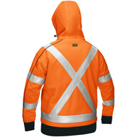 Bisley&reg; X-Back Women's Contoured Full Zip Hooded Sweatshirt with Sherpa Lining, Small, High Visibility Orange WestPier