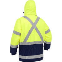 Bisley&reg; X-Back Extreme Cold Jacket with Navy Bottom, Polyester, High Visibility Lime-Yellow, Small WestPier