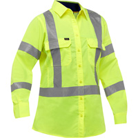 Bisley&reg; X-Back Women's Long Sleeve Work Shirt with X-Airflow, Poly-Cotton, Small, High Visibility Lime-Yellow WestPier