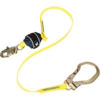 Coated Web Shock-Absorbing Lanyard, 6', Rebar Hook Center, Snap Hook Leg Ends WestPier