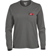GRIDIRON Long Sleeve Pocket T-Shirt, Women's, X-Small, Grey WestPier