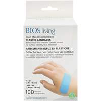 Blue Water-Resistant Bandages, Rectangular/Square, 3", Plastic Metal Detectable, Sterile WestPier