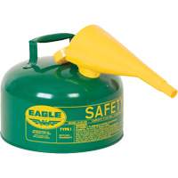 Safety Can for Combustibles with Funnel, Type I, Galvanized Steel, 2.5 US gal., Green, FM Approved/UL/ULC Listed WestPier