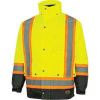 5057 Pioneer&reg; Yukon 7-in-1 Waterproof Winter Safety Parka, Polyester, Black/High Visibility Lime-Yellow, X-Small WestPier