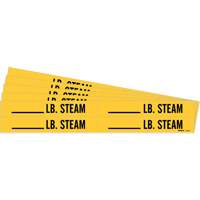 Marqueurs de tuyau avec espace vierge suivi de LB. Steam, Autocollant, 1-1/8" h x 7" la, Noir sur jaune WestPier
