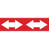 Dual Direction Arrow Pipe Markers, Self-Adhesive, 4" H x 12" W, White on Red SI717 | WestPier