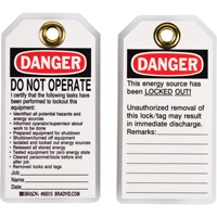 Lockout Tags, Plastic, 3" W x 5-1/2" H, English WestPier