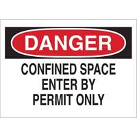"DANGER Confined Space Enter By Permit Only" Sign, 10" x 14", Polystyrene, English WestPier