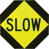 Double-Sided "Stop/Slow" Traffic Control Sign, 18" x 18", Aluminum, English WestPier