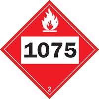 1075 Liquefied Petroleum Flammable Gas TDG Placard, Plastic WestPier