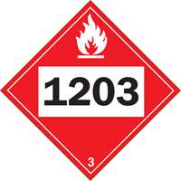 1203 Gasohol & Gasoline Flammable Liquid TDG Placard, Adhesive Vinyl WestPier
