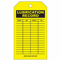 Lubrication Record Tags, Polyester, 4" W x 7" H, English SX424 | WestPier
