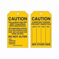 Scaffold Safety Tags, Polyester, 4" W x 7" H, English SX426 | WestPier
