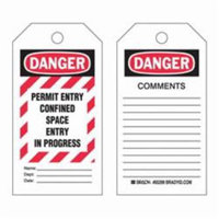 "Confined Space" Tags, Polyester, 3" W x 5-3/4" H, English SX829 | WestPier