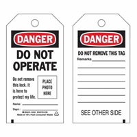 Self-Laminating "Do Not Operate" Tags, Polyester, 3" W x 5-3/4" H, English SX840 | WestPier