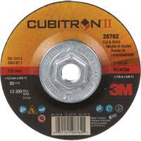 Disque de coupe et de meulage &agrave; changement rapide Cubitron II, 4-1/2" x 1/8", Arbre de 5/8"-11, Type 27, C&eacute;ramique WestPier