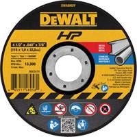 HP Metal Cut-Off Wheel, 4-1/2" x 0.04", 7/8" Arbor, Type 1, Aluminum Oxide, 13300 RPM WestPier