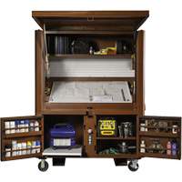 Coffre de chantier et surface de travail sur le terrain, 33" la x 63" p x 80" h, Acier, Rouge WestPier