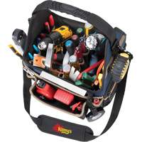 Molded Base Electrical/HVAC Tool Carrier, Ballistic Polyester, 20 Pockets, Black/Blue WestPier