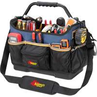 Molded Base Open-Top Tool Box, Ballistic Polyester, 17 Pockets, Black/Blue WestPier