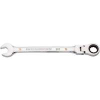 90-Tooth Flex Head Ratcheting Combination Wrench, 12 Point, 15 mm, Chrome Finish UAV544 | WestPier
