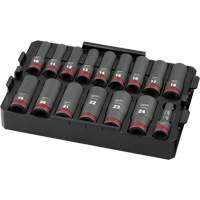 Jeu de douilles profondes 3/8" Shockwave Impact Duty Packout, 16 Mcx, Chocs, Prise de 1/2", Profond WestPier