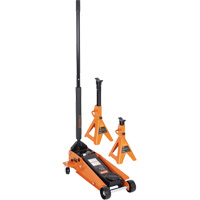 Service Jack with 4-Ton Vehicle Stands, 3.5 Ton(s) Capacity, 5-1/8" Lowered, 21" Raised, Manual Hydraulic UAV872 | WestPier