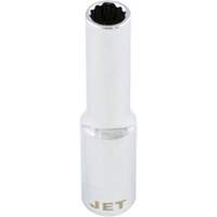 Chrome Socket, 8 mm, 1/4" Drive, 12 Points, Deep WestPier