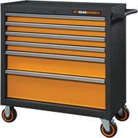 GSX Series Rolling Tool Cabinet, 6 Drawers, 36" W x 18-1/5" D x 37-2/5" H, Black/Orange WestPier