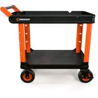 RAILWORKS 2-Shelf Industrial Utility Cart with 8" Casters, 47" L x 24-1/2" W x 37-4/5" H, Black/Orange WestPier