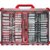Jeu de cliquets et douilles m&eacute;triques/SAE avec organisateur PACKOUT &agrave; profil bas, 98 Mcx, Prise de 3/8" WestPier