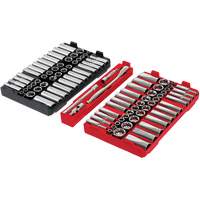 Jeu de cliquets et douilles m&eacute;triques/SAE avec organisateur PACKOUT &agrave; profil bas, 98 Mcx, Prise de 3/8" WestPier