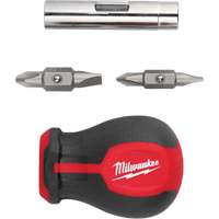 6-in-1 Stubby Multi-Bit Screwdriver, 3" L, Cushion Grip Handle WestPier