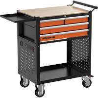 Utility Cart, 4 Drawers, Black/Orange WestPier