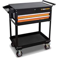 Utility Cart, 2 Drawers, 32-1/2" W x 42" H, Black/Orange WestPier