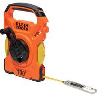 Open Reel Tape Measure with Single Hook & Carabiner, 1/2" x 100', 1/10" Graduations WestPier