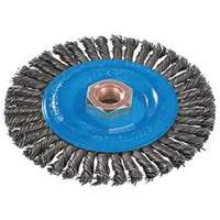 Stringer Bead Knotted Wire Brush, 4" Dia., 0.02" Fill, 5/8"-11 Arbor, Aluminum/Stainless Steel WestPier