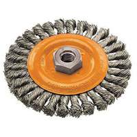 Wide Knotted Wire Wheel Brush, 4" Dia., 0.02" Fill, 5/8"-11 Arbor, Steel UE930 | WestPier